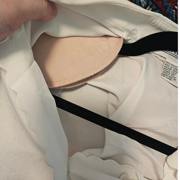 VINTAGE Starington 1980s 80s Twee Coquette White Blouse w/ Scallop Trim Size 10 - Picture 9 of 12